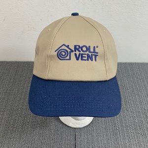 Vintage Roll Vent Snapback Hat Mens Adjustable Beige Blue K-Products Made in USA